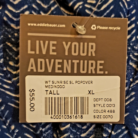 EDDIE BAUER Sunrise Sleeveless Popover Batik Blouse NWT - Picture 2 of 15